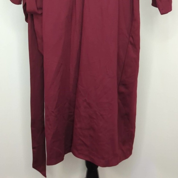 Seek No Further Womens Wrap Dress Ponte 3/4 Sleeve V-Neck Maroon Plus Size 3X - Picture 7 of 11